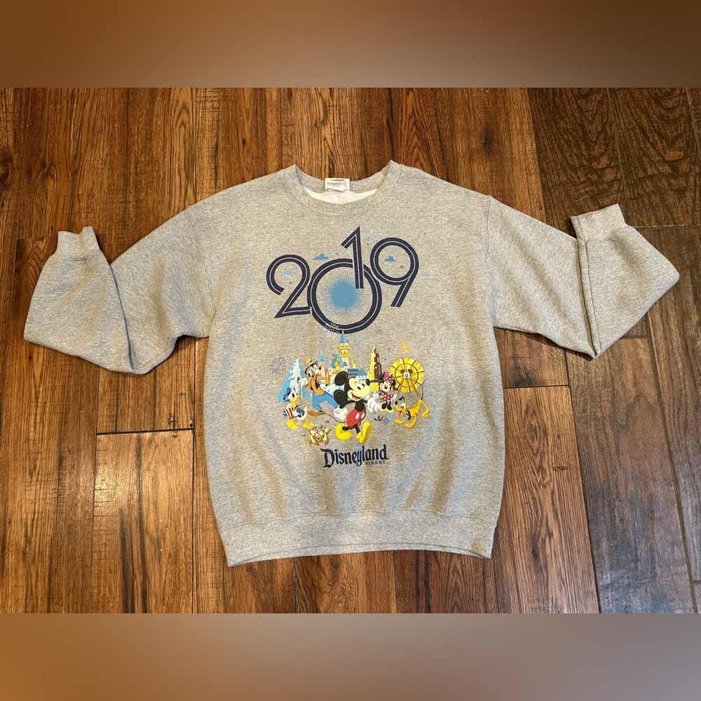 DISNEY PARKS Unisex Adult Disneyland Resort 2019 Gray Sweatshirt Size Medium